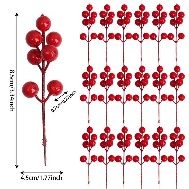 

100/1pc Artificial Berry Branches Christmas Tree Holly Berries Stems DIY Xmas Wreath Table Ornaments New Year Party Home Decor 1pcs