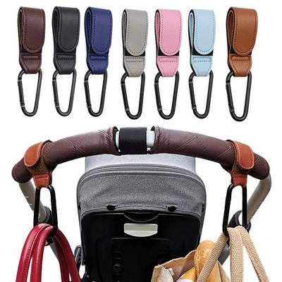 2 Stück Leder-Warenkorbhaken, Kinderwagenhaken, PU, verstellbar, Kinderwagenhaken, Organizer, Wickeltaschenaufhänger, Kinder, Reisezubehör