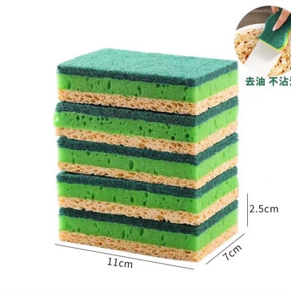 Waist-shaped 3-layer wood pulp cotton sponge brush bowl scouring cloth dishcloth kitchen absorbent rag brush pot cleaning sponge