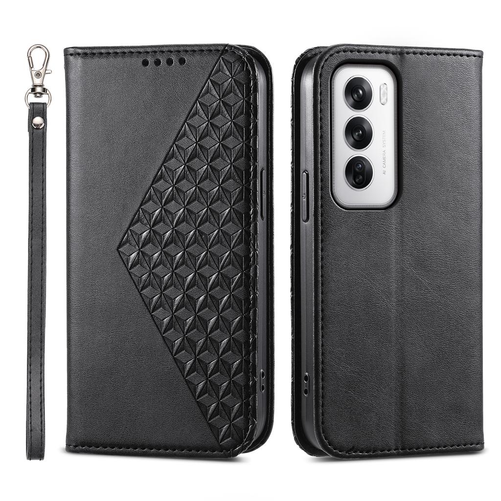 For Oppo Reno12 5G (Global) Case PU Leather Wallet Phone Cover Calf Texture