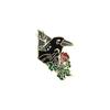 Crescent Ribbon Flower Brooch: Trendy Black Feather Crow Fashion Accessory