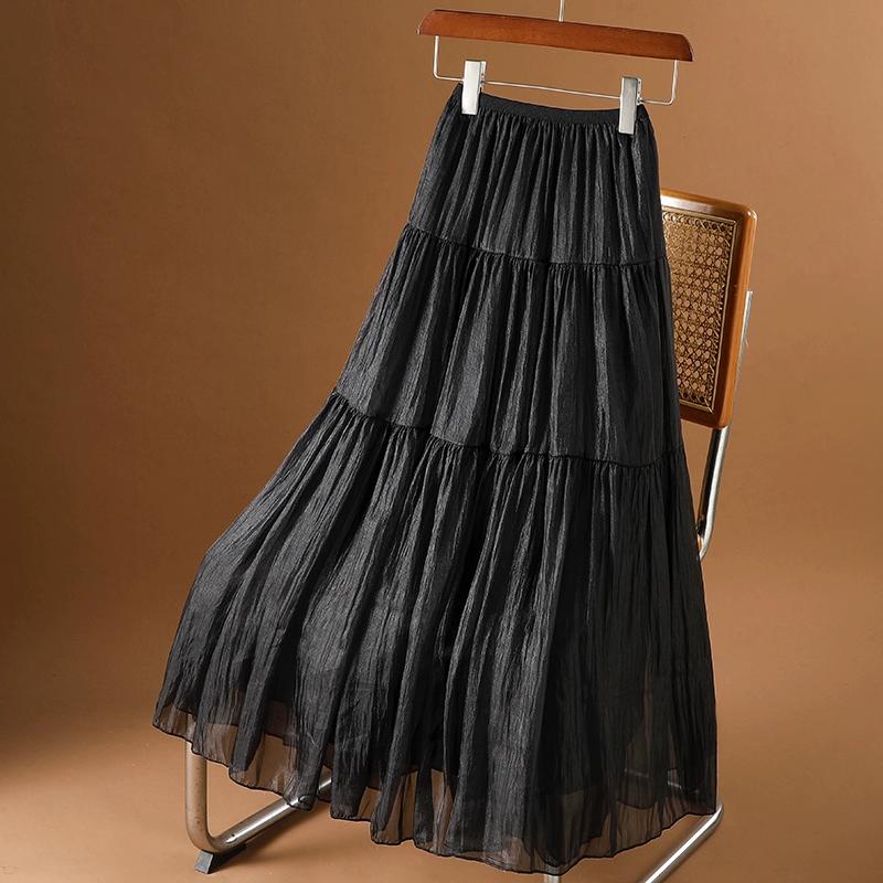 Dimanaf 2025 sommer Frauen Neue Röcke Feste Elastische Taille Gefaltete Elegante Röcke