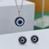Turkish Blue Eye Jewelry Set: Fashionable European & American Earring Necklace Combo for Women