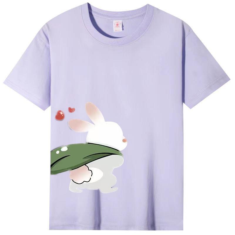 Damer Sommer Populær Kortarmet T-skjorte Bomull Pustende Løs Topp Trykket T-skjorte Casual