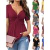 V-neck Casual Solid Color Pullover TOPV Collar Casual Solid Color Pullover