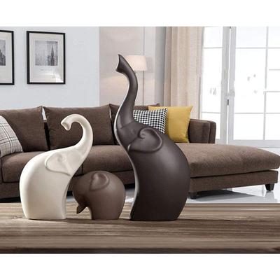 Home Décor Elefantenfamilie Keramikfiguren mit mattem Finish - (3-teiliges Set, Mattbraun) Neu