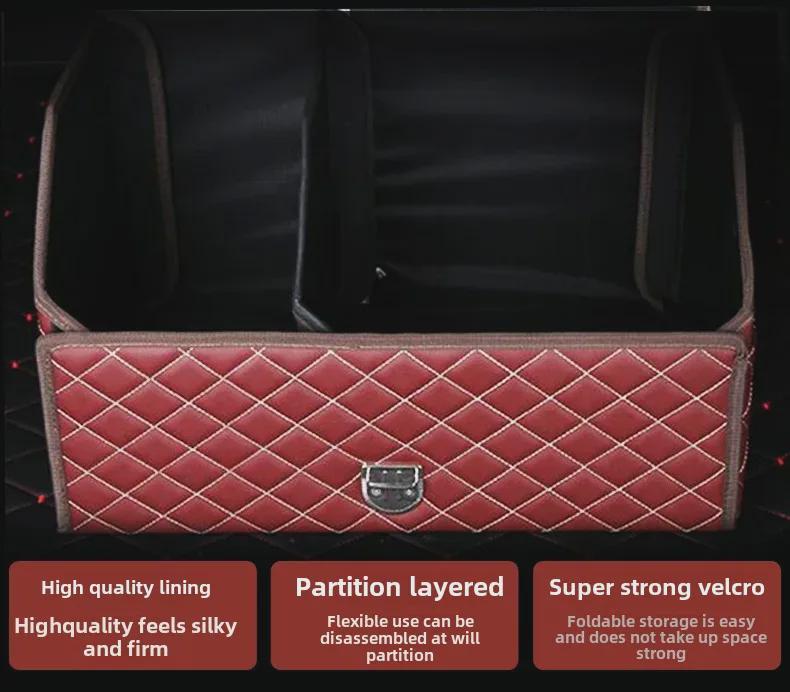 Foldable Leather Car Trunk Storage Box with Detachable Compartments