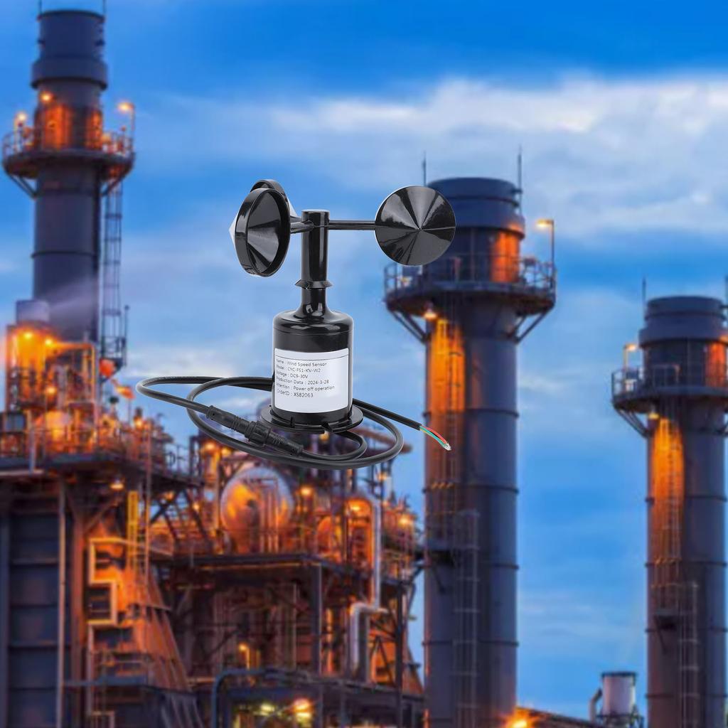 Abs Material Wind Cup Wind Speed Sensor Anemometer, 3 Cups Wind Speed Detector with 8M Cable, High Professional Weather Meter for Greenhouse