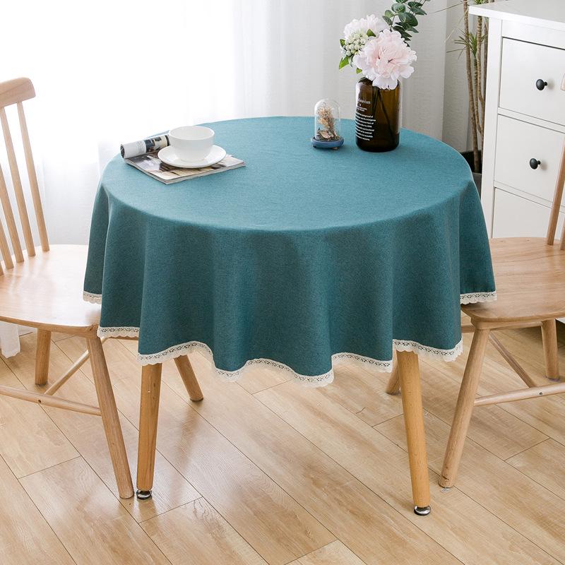 Round Tablecloth - High-End, Waterproof, Oil-Proof, Wash-Free, Imitation Cotton and Linen for Dining or Coffee Tables