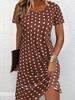 2D Print Elegant Casual Fashion Vacation Abstract Painting Regular Polka Dot Graphic All-Over Print Breathable Round Neck Short Sleeve T-Shirt Dress.