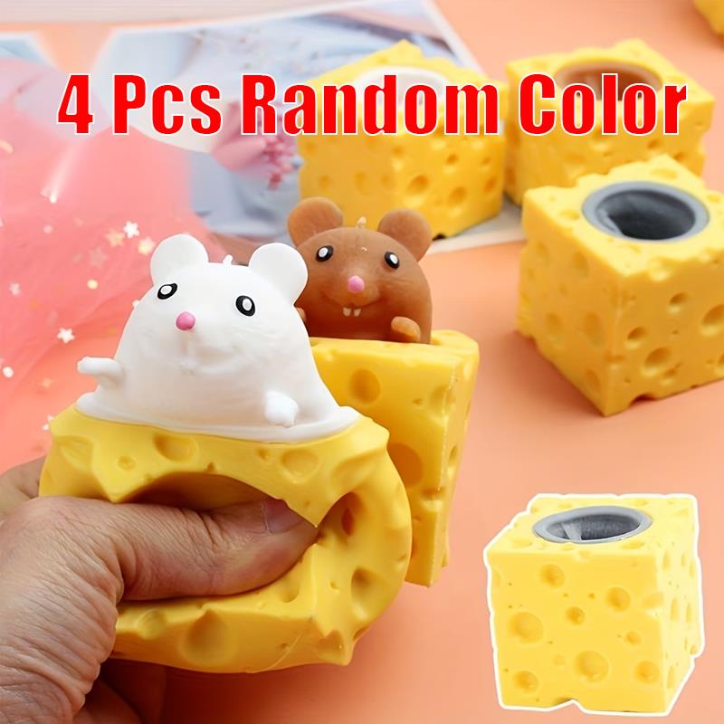Pop Up Funny Mouse and Cheese Block Squeeze Anti-stress Hide and Seek Figures Stress Relief Fidget for Adult 6