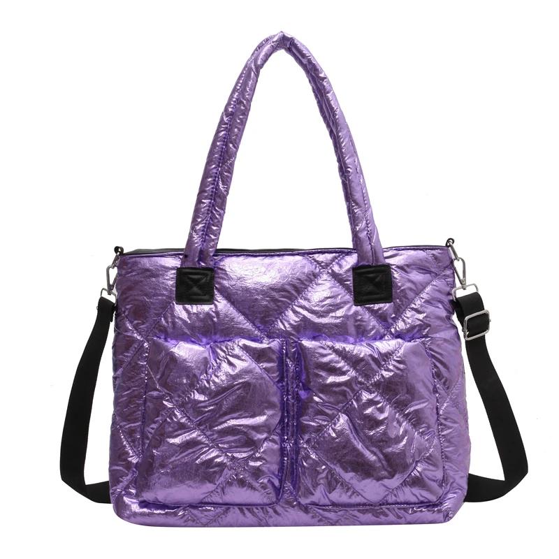 Geantă de umăr tip poștaș din bumbac căptușit pentru femei, geantă de iarnă spațioasă din puf, capacitate mare, ultraușoară, modă zilnică, nou