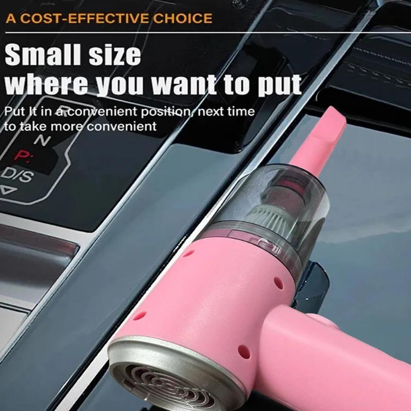 Pink mini vacuum cleaner, wireless car inhaler, USB charging, portable, mini and powerful household appliance air cleaner