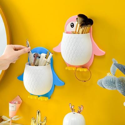 Raft de depozitare pentru baie, montat pe perete, pentru articole de toaletă, tip pinguin, pentru bucătărie, pentru birou