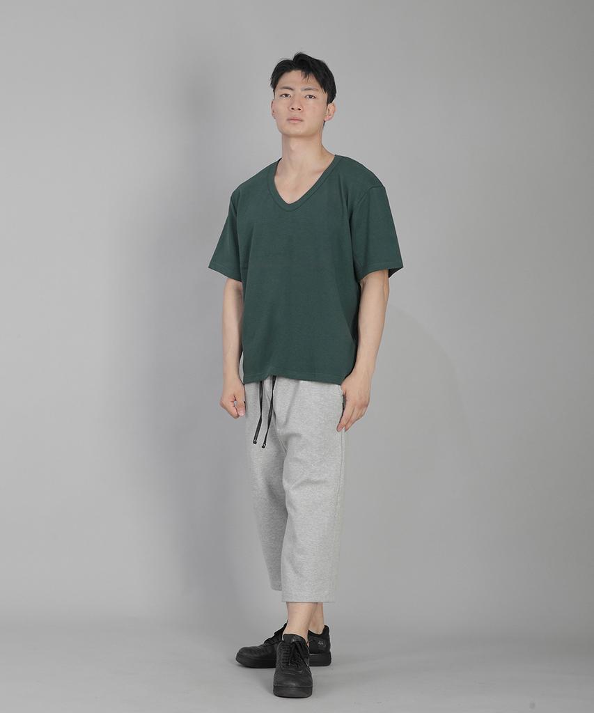 Seinteukeulu V-Neck Plain Short Sleeve T-Shirt Bvs-823 Dark Green