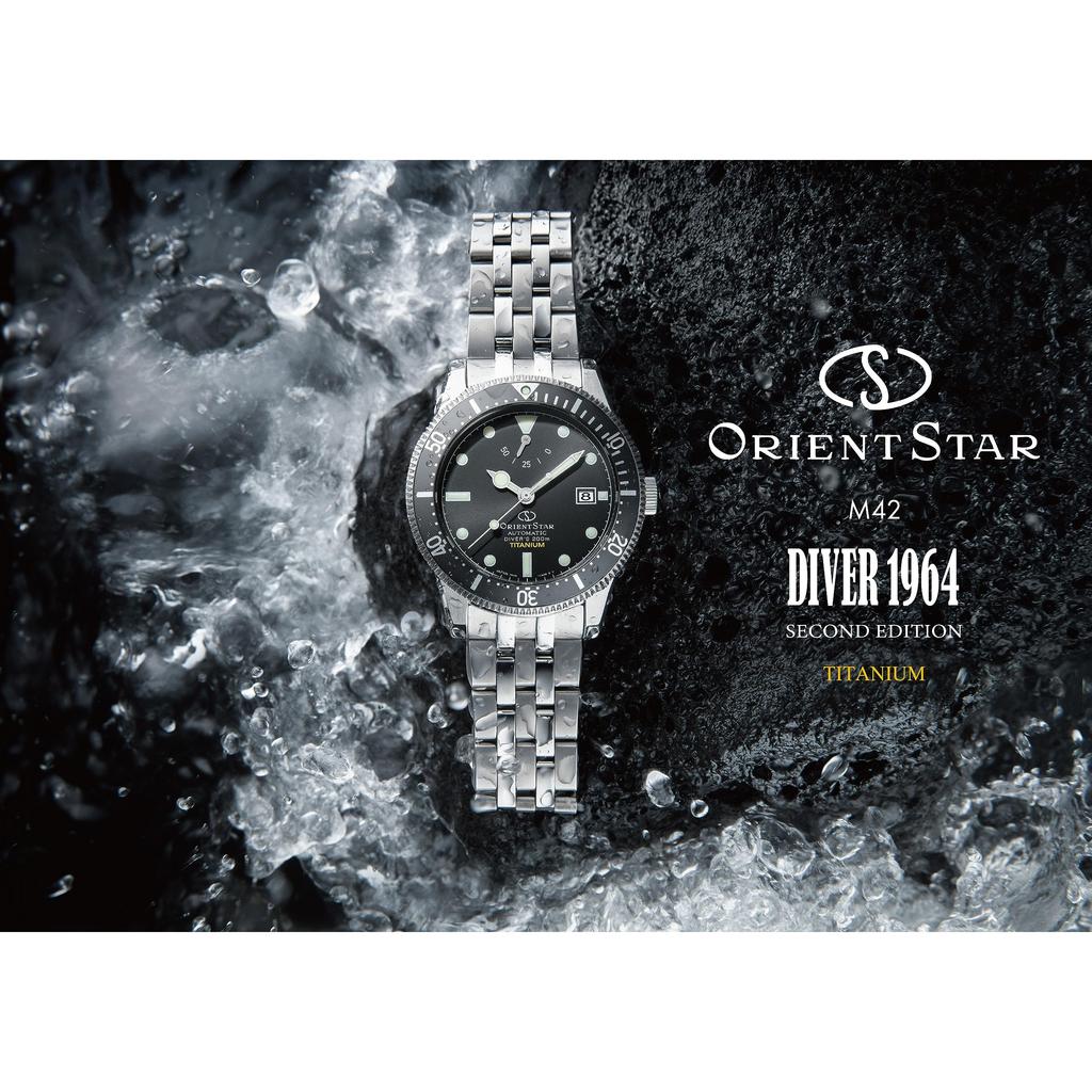 [ORIENT STAR] Automatic Men's Watch M42 Diver 1964, Japanese Made, 200m Water Resistant, Titanium, Black, 2-Year Manufacturer Warranty