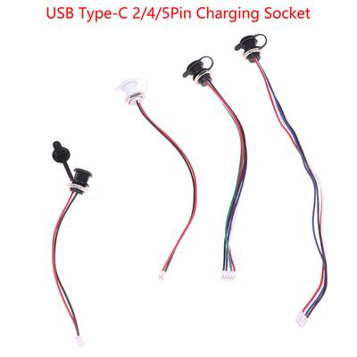 Prise de charge USB-C 2/4/5 broches à courant élevé avec écrou Ph2.0, plaque de verrouillage à enclenchement, connecteur femelle étanche USB Type-C Jack