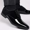 Fashion Grace Classic PU Patent Leather Shoes Men Casual Lace Up Formal Office Work Shoes Party Wedding Oxfords Business Shoes
