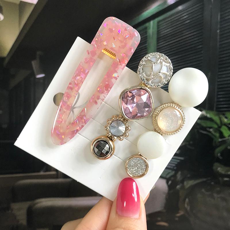 Fashion Hair Pins Side Clip Set Sweet Acrylic Waterdrop Hair Barrettes For Women Girls Korean Geometric Hair Accessories Jewelry