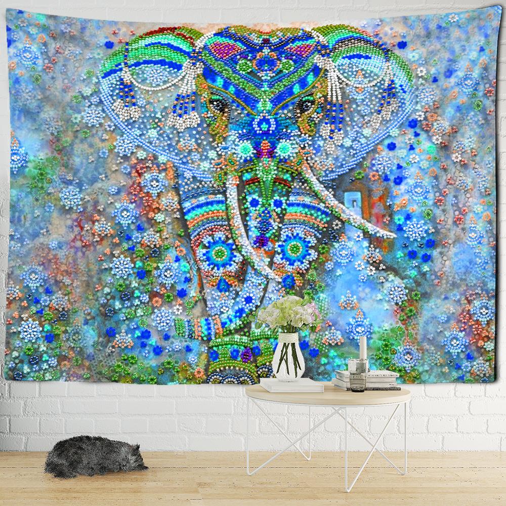 Mandala Elephant Tapestry Wall Hanging Colorful Painting Bohemian Tropical Landscape Home Living Room Decor Cloth