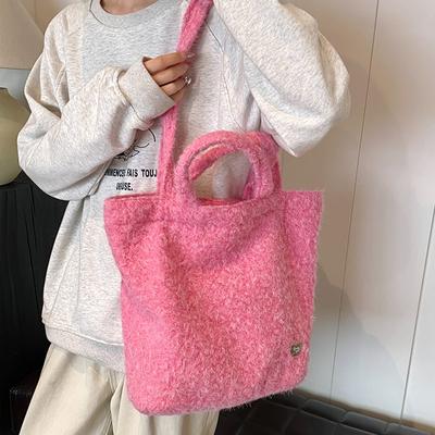 New Lazy Style Plush Shoulder Bag Autumn and Winter Fashion Handbag Bag Casual Large Capacity Women's Work Commuting Bag
