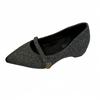 French High-end Woolen One-word Mary Jane Shoes 2025 Spring and Autumn New Flower Buckle Commuter Thick Heel Shoes