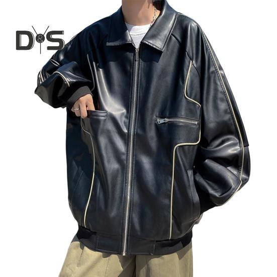 Pánská bunda Klopa s dlouhým rukávem Bunda z umělé kůže s více kapsami Zapínání na zip Vodotěsný, větruodolný teplý kabát