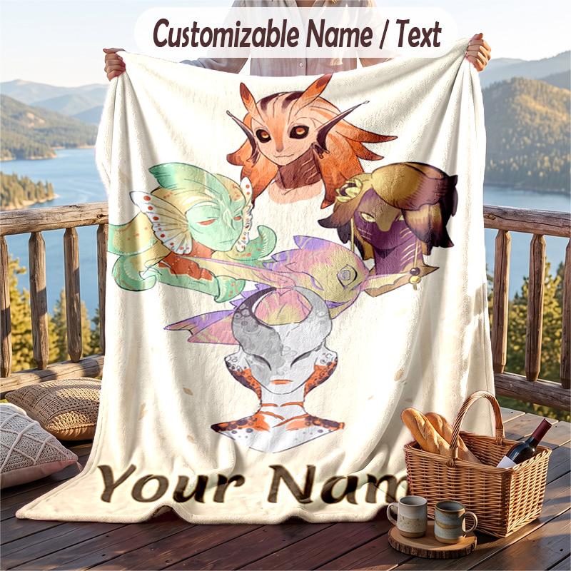 Custom Text Flannel Throw Blanket, Lightweight Cozy Bed Sofa BlanketPredator