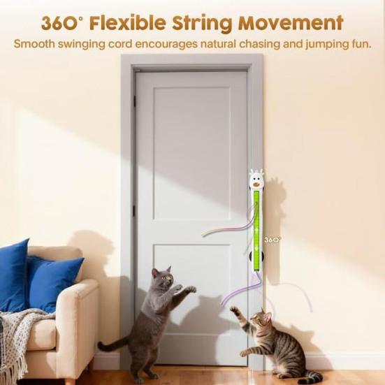 Fliegendes Seil Katzenspielzeug Automatische Bewegung Fliegendes Seil Interaktives Katzenspielzeug Elektrisches Automatisches Seilspielzeug für Wohnungskatzen Einfache Wand- oder Fenstermontage