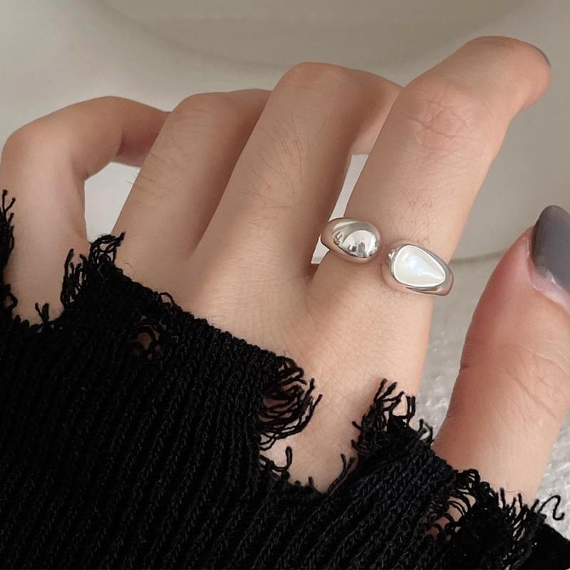 925 Silver Open Finger Ring Punk Heart Irregular Geometric Stackable For Women Girl Jewelry Gift Dropship