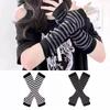 Winter Warm Long Sleeves Gloves for Man Women Fingerless Stripe Hip-Hop Knitted Elbow Mittens Elastic Outdoor Warmer Arm