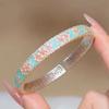 Enamel Gold-painted Begonia Flower Enamel Bracelet for Women, Versatile New Chinese Style Ancient Style Open Bracelet