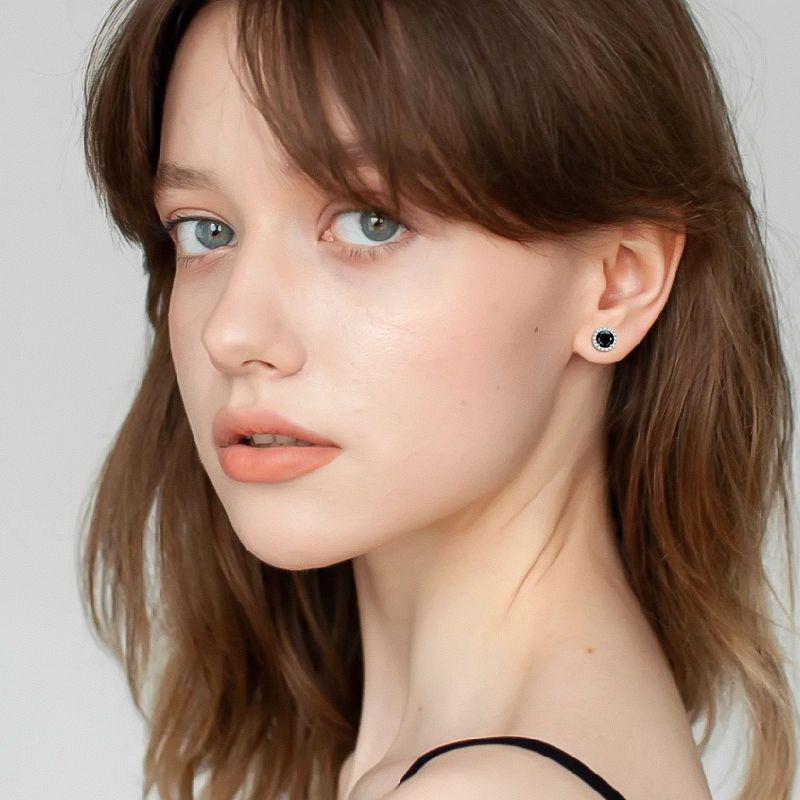 Elegante schwarze Moissanit-Steckohrringe für Damen aus S925 Sterlingsilber