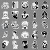 50-Piece One Piece Anime Stickers: Black & White Waterproof Cartoon Graffiti for Phones & Luggage