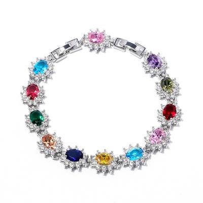Women'S Light Luxury Women'S Colored Zircon Bracelet, Color Treasure Bracelet Multi-Color