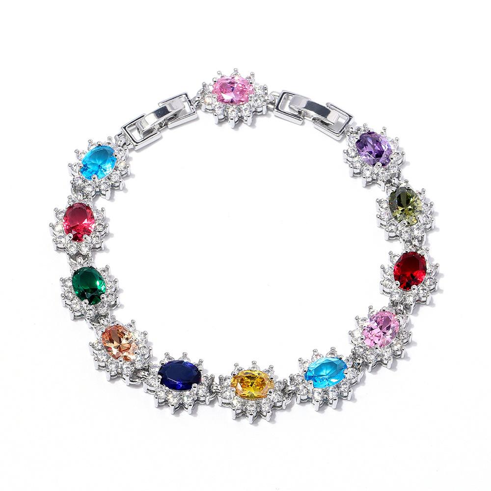 

Женский легкий роскошный женский браслет из цветного циркония, взрывы в Европе и Соединенных Штатах, красочный браслет.