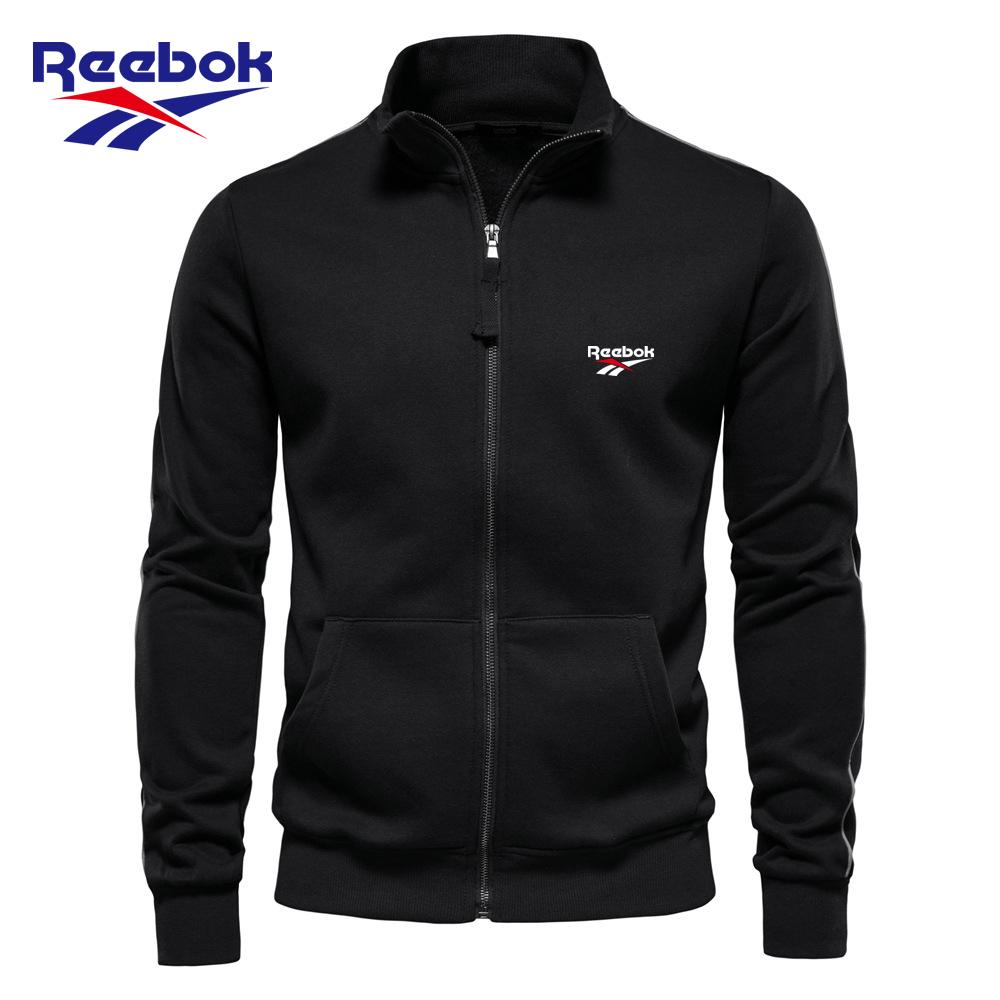 

Reebok 2026 Вишита Осінньо-Зимова Нова Чоловіча Толстовка на Блискавці з Стійкою Комірцем, Спортивний Кардиган-Куртка з Контрастними Кольорами, Повсякденна XXL