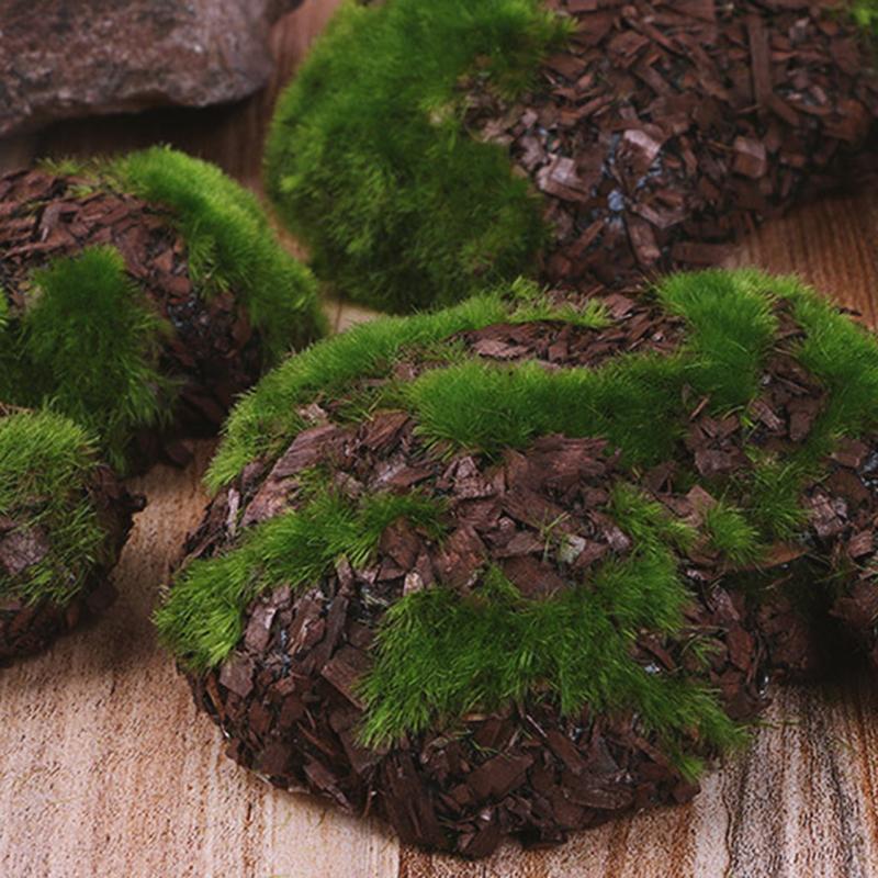 6pcs Artificial Plants Fake Rock Foam Sawdust Moss Stone Home Garden Decoration Chip Micro Landscap Grass Pet Toy Fake Greenery