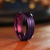 8mm Purple Stainless Steel Rings For Men Women Purple Color Brushed Beveled Edge Men Promise Rings Wedding Bands Jewelry