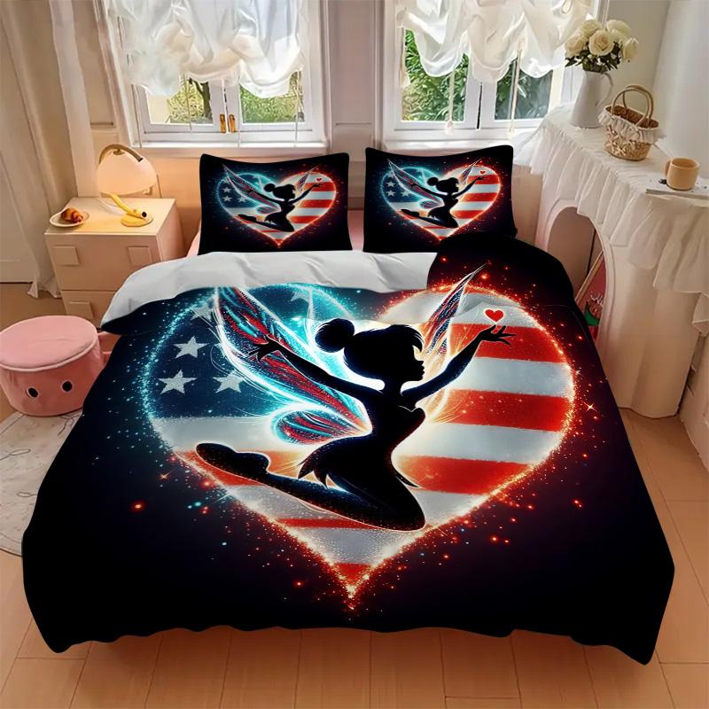 3pcs American Fairy Heart Bedding Set, Includes One Quilt Cover and Two Pillowcases, Bedroom and Guest Room Decoration. T7230175