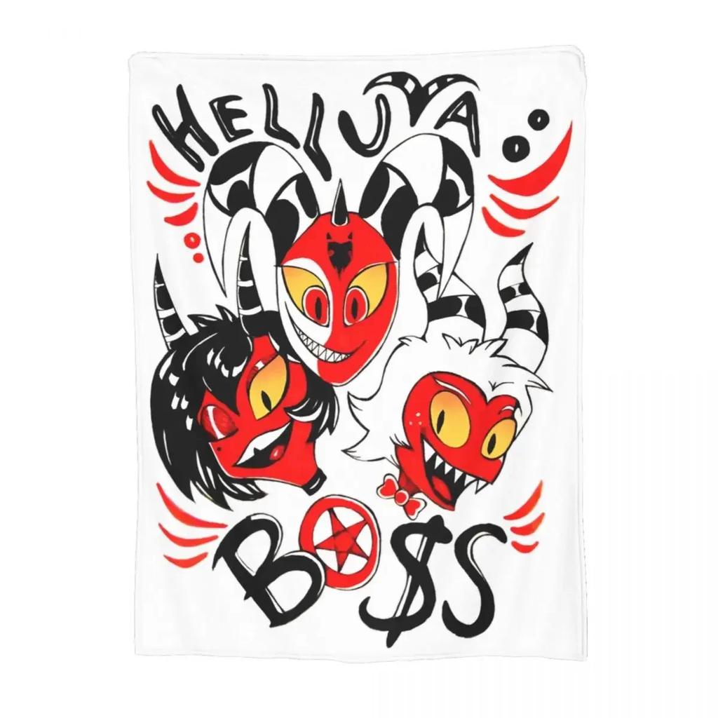 Kreslená deka Helluva-Boss Flanelová Letní Multifunkční Lehká Přehozová Deka na Pohovku do Auta Plyšová Tenká Prošívaná deka