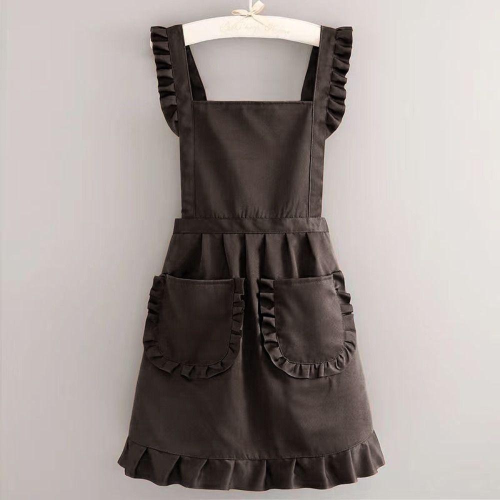 Korean Style Cooking Aprons Cotton Art Painting Apron Durable Lace Aprons  for Baking
