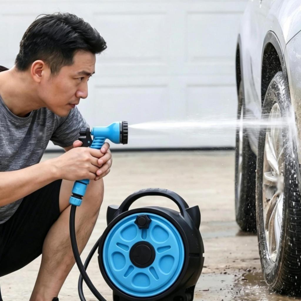 Hose Reel Sprayer Portable Car Wash Compact for Garden
