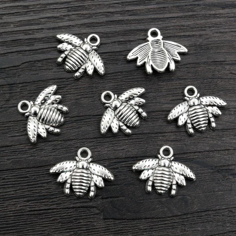 30pcs Bee Charms 20x16mm Tibetan Silver Plated Bronze Gold Pendants Antique Jewelry Making DIY Handmade Craft