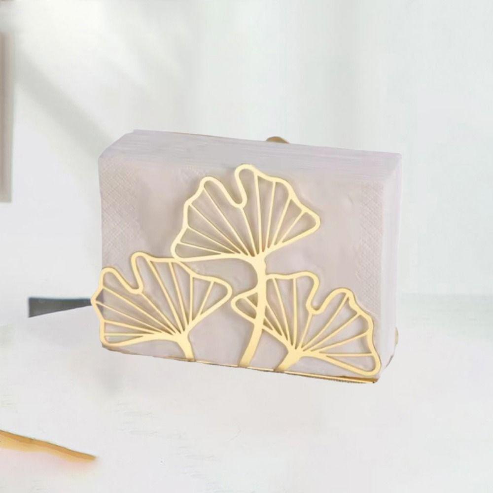 Simple Metal Tissue Holder Modern Iron Tissue Rack Ginkgo Leaf Napkin Holder  Kitchen Accessory