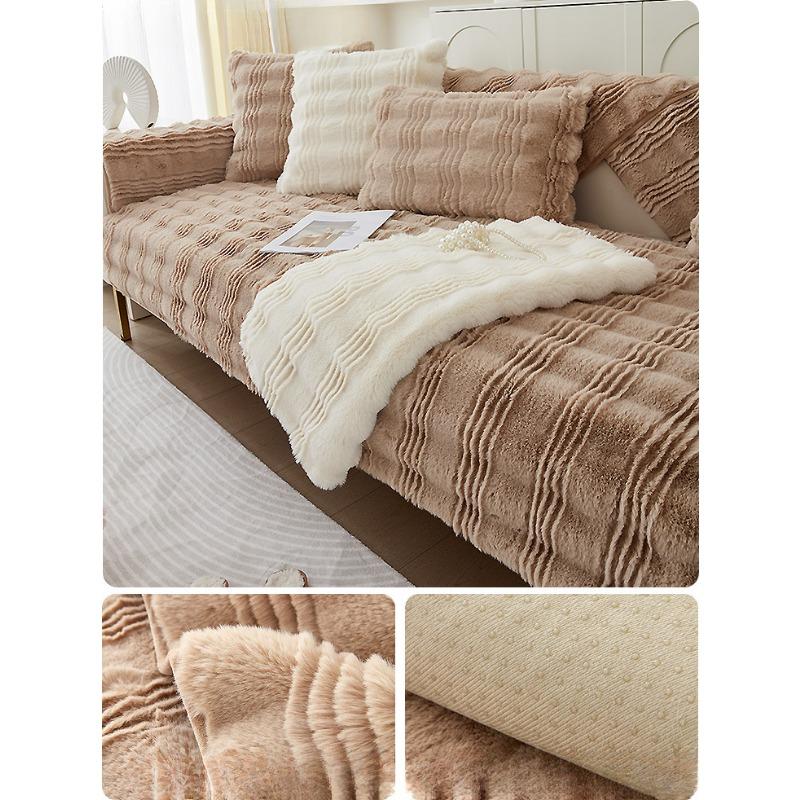 Bunny Cashmere Winter Plush Sofa Cushion Thickened Cushion Simple Modern Full Covered Cloth
