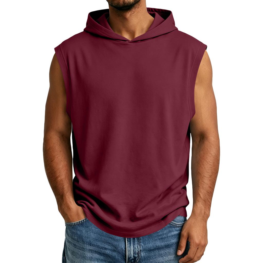 Men's Summer Sleeveless Hoodie Casual Hooded Tank Top For Gym Workout