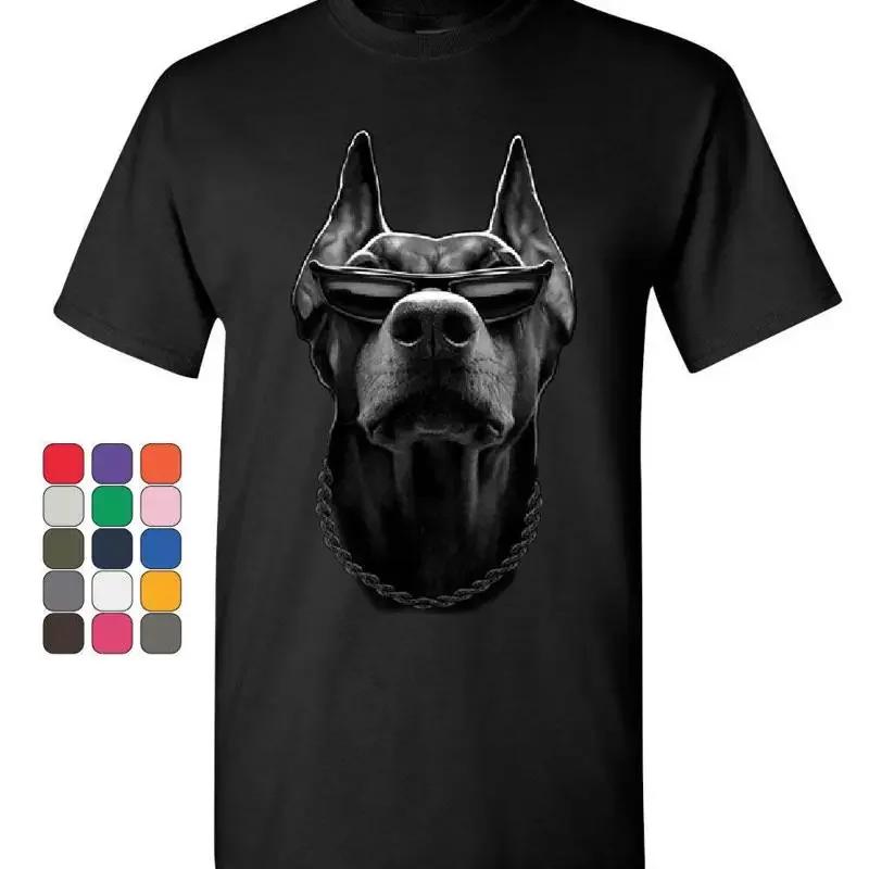 Gangsta Doberunisex With Glasses Tshirt Pet Dog Lovers Swag Badass Unisexs Tee Shirt