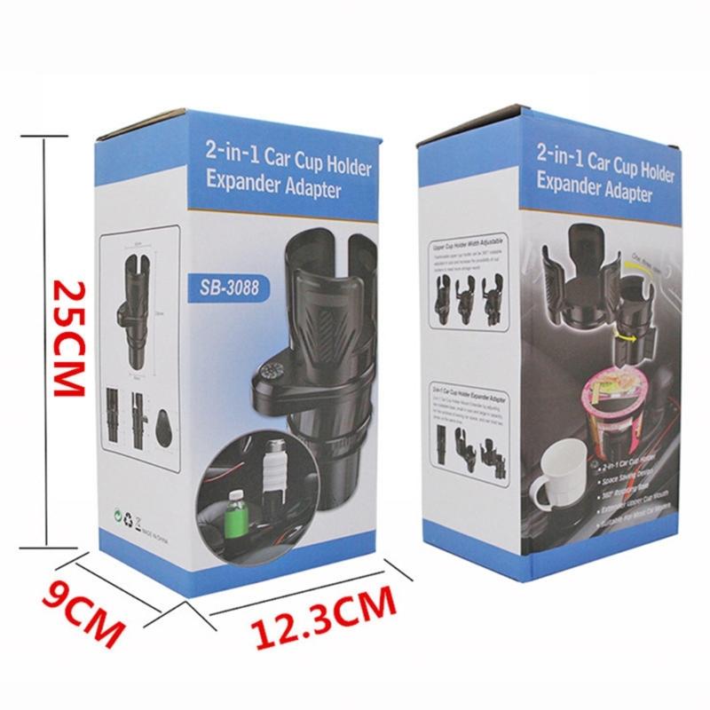 Multifunkční držák nápojů do auta 2 v 1 Rozšiřující adaptér Základní podnos 360stupňový otočný stojan Organizér Protiskluzový