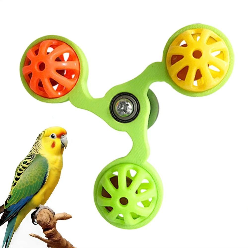 Hanging Parrot Wheel with Bell Interactive Bird Cage Toy for Chewing Parrot Spinner  Bird Cage Use